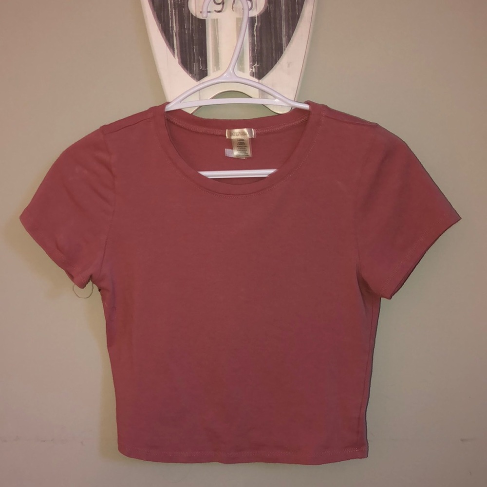 Slightly cropped, pinky/maroon, t-shirt from Bozzolo